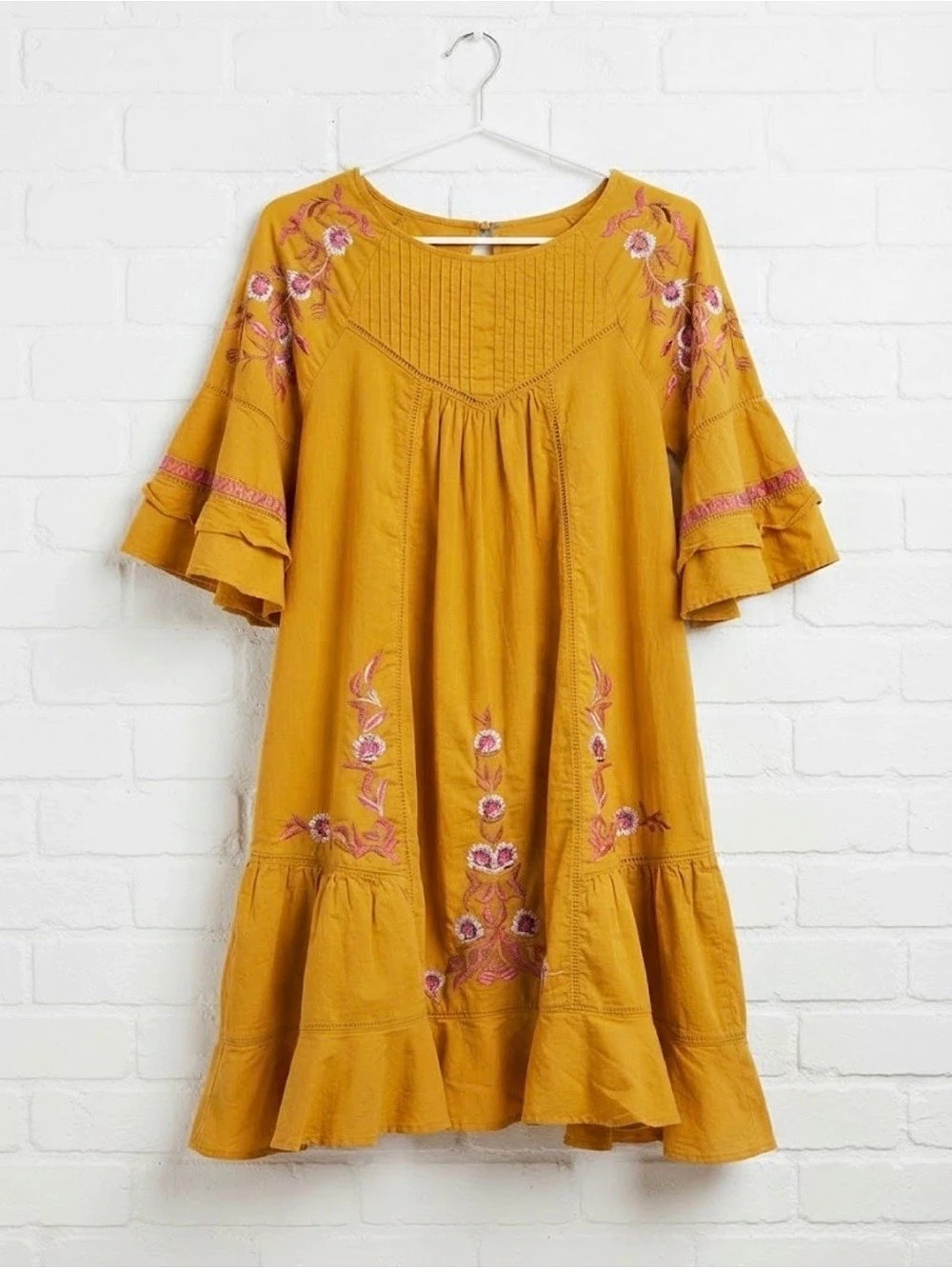Free People Pavlo Floral Embroidered Mini Dress Size Large - Picture 2 of 8